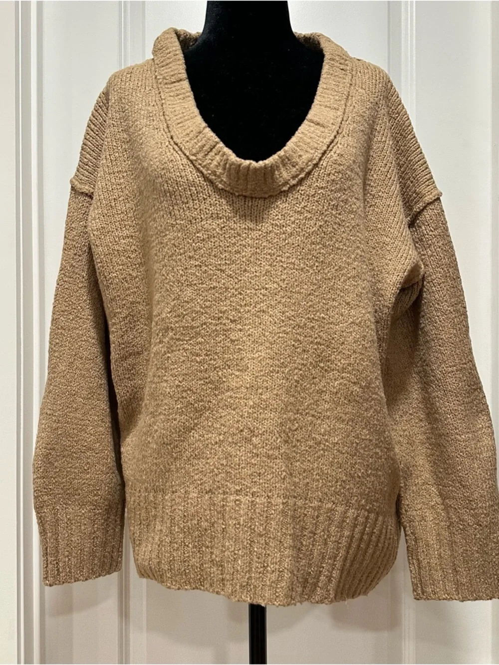 Free People Women's Brookside Tunic Oversized Sweater Desert Camel Size Small
